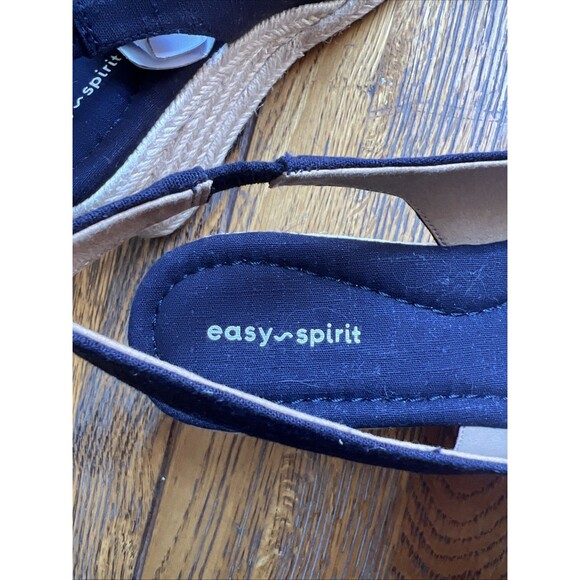 Easy Spirit Women's Size 9.5 Navy Blue Strappy Espadrille Wedge Sandals - Picture 6 of 8